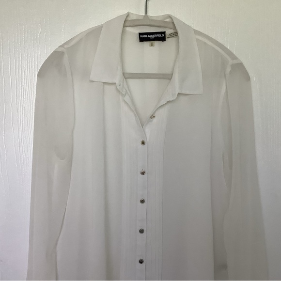 Karl Lagerfeld Button Down Top Blouse Long Sleeve Size M - Picture 3 of 7